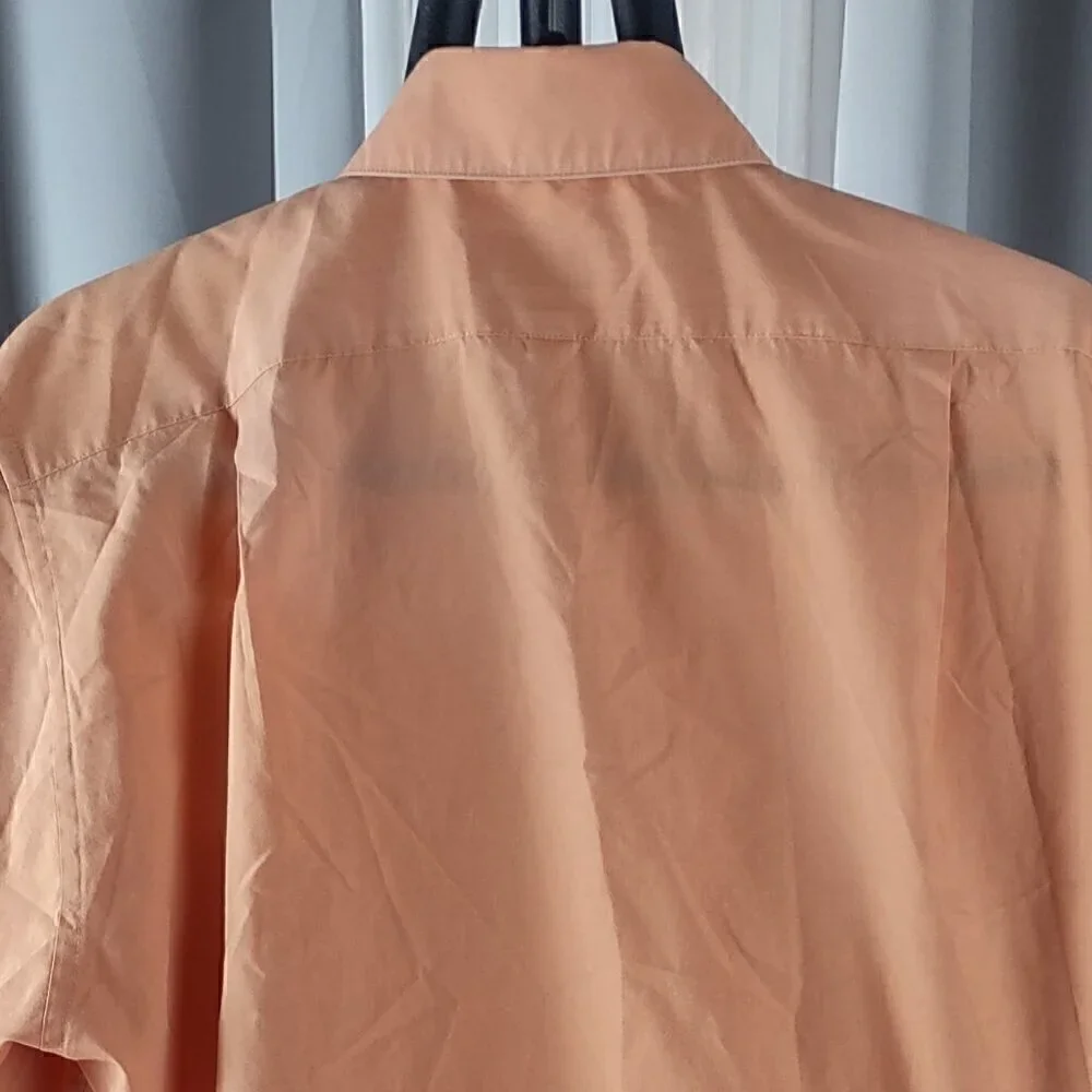 Van Heusen Men's Orange Cotton Blend Button Down Size Large 16 (34-35)